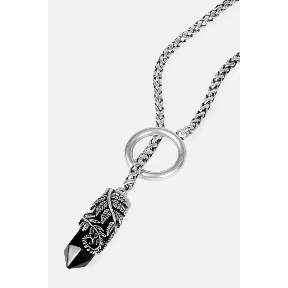 Restyle - Crystal Fern ORing Necklace - Silver coloured/Black